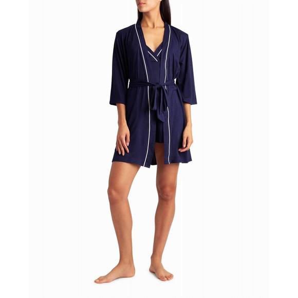 NEW NICOLE MILLER peached jersey three-piece sleepwear set in peacoat - Picture 1 of 4